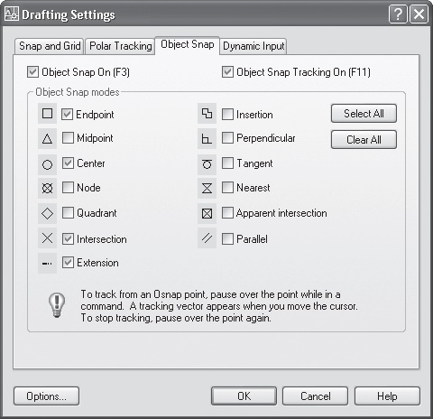 Диалоговое окно Drafting Settings (Настройки рисования)