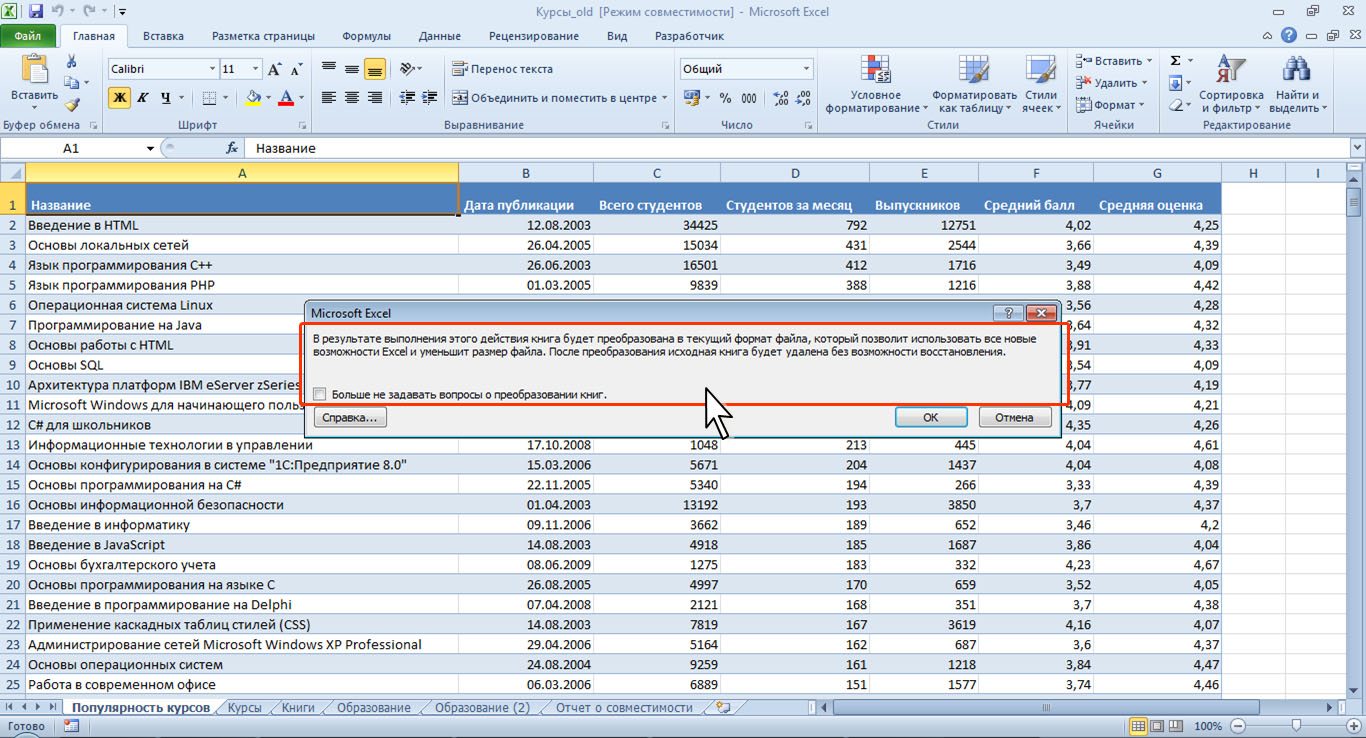 НОУ ИНТУИТ | Работа в Microsoft Excel 2010. Лекция 2: Работа с файлами