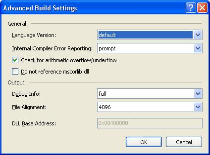  Диалоговое окно Advanced Build Setting 