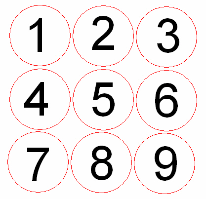 Условная матрица чисел 3x3