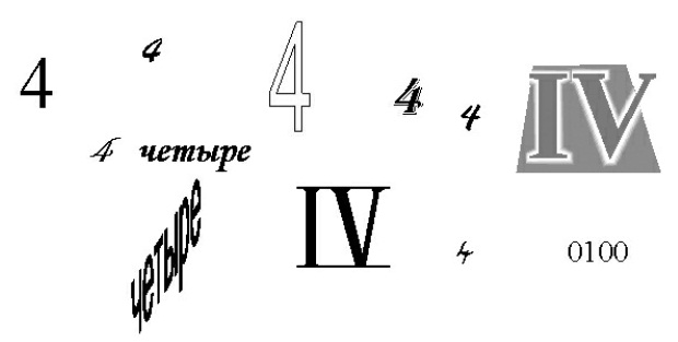  Различные формы представления числа 4