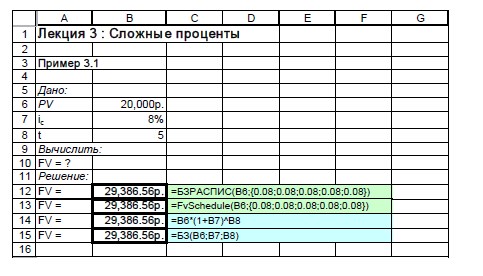 Пример на вычисление сложного процента