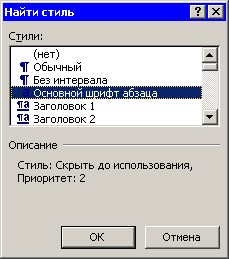 Диалоговое окно Найти стиль