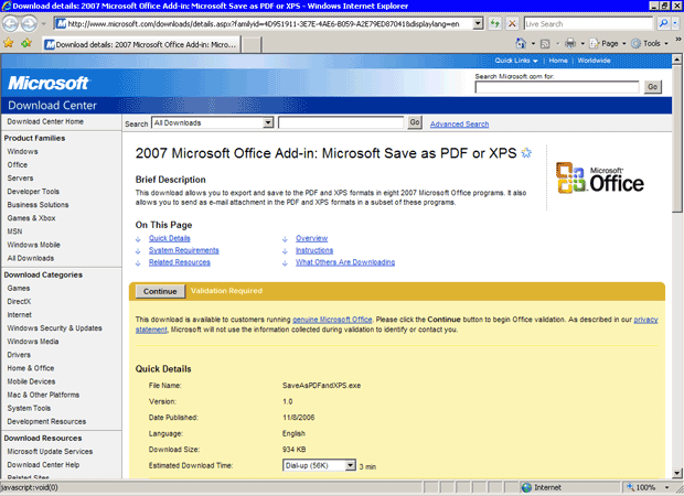 Страница сайта Microsoft, откуда можно скачать дополнение 