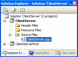 Открытие файла ClientServer.cpp