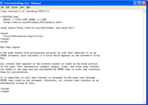 Документ Web, представленный в редакторе Notepad