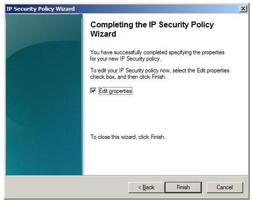 Окно мастера IP Security Policy