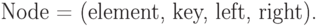 \eq*{
{\rm Node} = (\t element,
\t key, \t left, \t right).
}