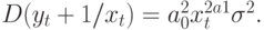 D(y_{t}+1 / x_{t}) = a_{0}^{2}x_{t}^{2a1}\sigma ^{2}.