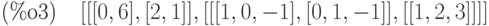 \parbox{8ex}{(\%o3)}[[[0,6],[2,1]],[[[1,0,-1],[0,1,-1]],[[1,2,3]]]]