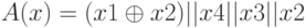 A (x) = (x1 \oplus x2) || x4 || x3 || x2