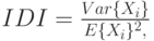 IDI=\frac{Var\{X_i\}}{E\{X_i\}^2,}