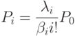 P_i=\frac{\lambda _i}{\beta _ii!}P_0