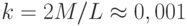 k = 2M/L \approx 0,001