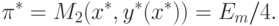 \pi^*=M_2(x^*,y^*(x^*))=E_m/4.