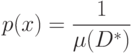 p(x)=frac{1}{mu (D^*)}