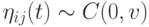 \eta_{ij}(t)\sim C(0,v)