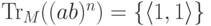 \mathrm{Tr}_M ( (ab)^n )
= \{ \lp 1 , 1 \rp \}