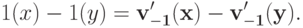 \bvn 1(x) - \bvn 1(y) = \bf v_{-1}^\prime(x) - \bf v_{-1}^\prime(y).