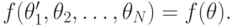 f(\theta^\prime_1,\theta_2,\ldots,\theta_N) = f(\mathbf\theta).