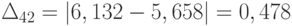 \Delta_{42} = \left | 6,132-5,658\right |  = 0,478