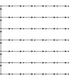 \begin{picture}(120,120)
\multiput(0,0)(20,0){7}%
{\multiput(0,0)(0,20){7}{\put(0,0){\circle*{2}}}}
\multiput(0,0)(0,20){6}{\put(0,0){\vector(0,1){18}}}
\multiput(0,0)(0,20){7}%
{\multiput(0,0)(20,0){6}{\put(0,0){\vector(1,0){18}}}}
\end{picture}