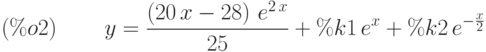 y=\frac{\left( 20\,x-28\right) \,{e}^{2\,x}}{25}+\%k1\,{e}^{x}+\%k2\,{e}^{-\frac{x}{2}}\leqno{(\%o2) }