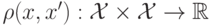 \rho(x,x'):\mathcal{X} \times \mathcal{X} \rightarrow \mathbb{R}