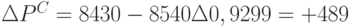 \Delta P^C = 8 430 - 8 540 · 0,9299 = +489