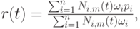 r(t)=\frac{\sum_{i=1}^n N_{i, m}(t) \omega_ip_i}{\sum_{i=1}^nN_{i, m}(t) \omega_i},