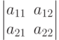 \begin{vmatrix}
a_{11} & a_{12}
\\
a_{21} & a_{22}
\end{vmatrix}