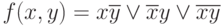 f(x,y) = x\overline{y} \vee  \overline{x}y \vee  \overline{x}\overline{y}