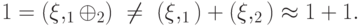 1=\PP(\ket\xi, \calM_1\oplus\calM_2)\ \ne\ \PP(\ket\xi, \calM_1)+\PP(\ket\xi,\calM_2)\approx1+1.