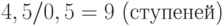 4,5/0,5=9 \mbox{ (ступеней)}