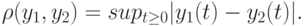 \rho(y _{1}, y _{2}) = sup_{t\ge 0}| y _{1}( t )-y _{2}( t )|.