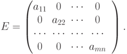 E=
\begin{pmatrix}
a_{11} & 0 & \cdots & 0 \\
0 & a_{22} & \cdots & 0 \\
\cdots & \cdots & \cdots & \cdots & \\
0 & 0 & \cdots & a_{mn}
\end{pmatrix}.