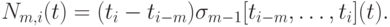 N_{m,i}(t) = (t_i -t_{i-m})\sigma_{m-1}[t_{i-m}, \dots ,t_i](t).