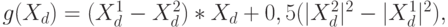 g(X_d) = (X^{1}_d - X^{2}_d)*X_{d}+0,5(|X^{2}_d|^{2}- |X^{1}_d| ^{2}),