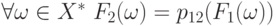 \forall \omega \in X^*\ F_2(\omega) = p_{12}(F_1(\omega))