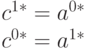 
c^{1*}=a^{0*}\\
c^{0*}=a^{1*}
