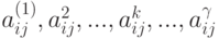 a_{ij}^{(1)},a_{ij}^{2},...,a_{ij}^{k},...,a_{ij}^{\gamma}