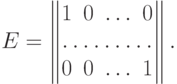 E=
 \begin{Vmatrix}
 1 & 0 & \dotsc & 0 \\
 \hdotsfor{4} \\
 0 & 0 & \dotsc & 1
 \end{Vmatrix}.