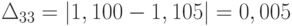 \Delta_{33} = \left | 1,100-1,105  \right | = 0,005