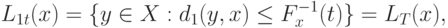 L_{1t}(x)=\{y\in X:d_1(y,x)\le F_x^{-1}(t)\}=L_T(x),