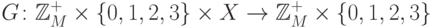 G\colon \mathbb{Z}_M^+\times\{0,1,2,3\}\times X\rightarrow \mathbb{Z}_M^+
\times\{0,1,2,3\}