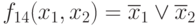 f_{14} (x_{1},x_{2}) = \overline{x}_{1} \vee  \overline{x}_{2}