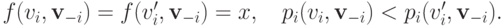 f(v_i, \mathbf v_{-i}) = f(v^\prime_i, \mathbf v_{-i}) = x,\quad p_i(v_i,\mathbf v_{-i}) < p_i(v^\prime_i, \mathbf v_{-i}).