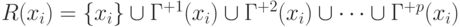 R (x_{i}) = {  x_{i} }  cup  Г^{+1}(x_{i}) cup  Г^{+2}(x_{i}) cup  dots  cup  Г^{+p}(x_{i})