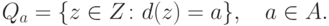 Q_a = \{z \in Z\colon d(z) = a\},\quad a \in A.