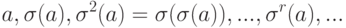 a,\sigma(a),\sigma^2(a)=\sigma(\sigma(a)),...,\sigma^r(a),...